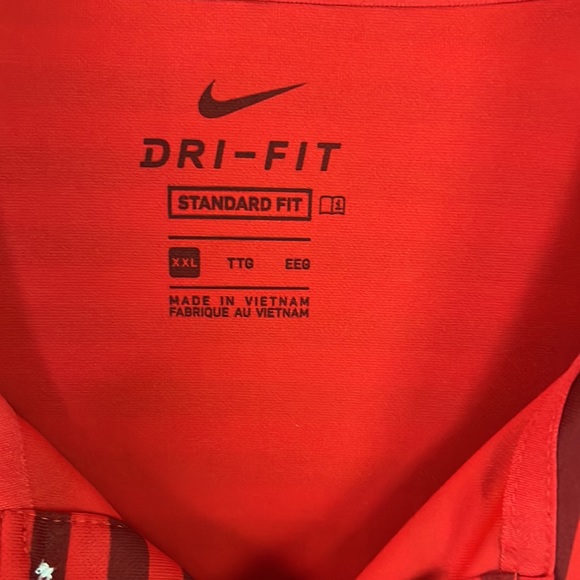 Nike red/maroon striped DRI-FIT short sleeved polo shirt.  Size XXL - Picture 3 of 7